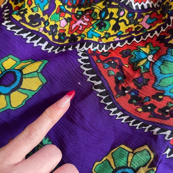 60s Vintage Hostess Set in Purple Paisley w Shirred Waist - Picture 6 of 13